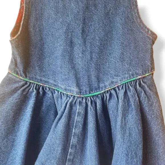 Vintage Oshkosh B'gosh Denim Dress Size 5 Made in USA Plaid Pink Label - Picture 5 of 7